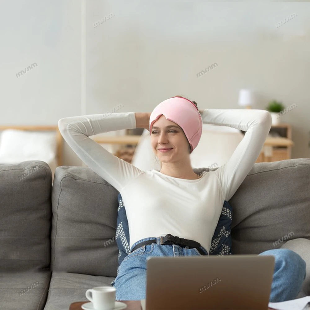 Head Massager Cap Gel Hot Cold Headache Migraine Relief Cap Stress Pressure Pain Relief Massage Gel Hat Clod Headache
